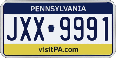 PA license plate JXX9991