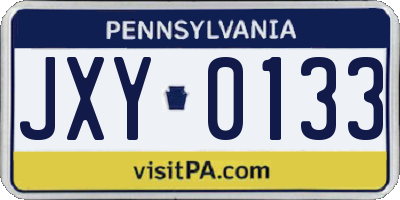 PA license plate JXY0133