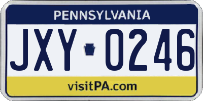 PA license plate JXY0246