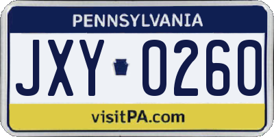 PA license plate JXY0260