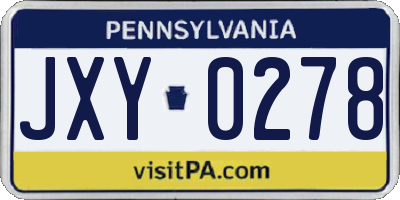 PA license plate JXY0278