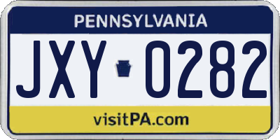PA license plate JXY0282