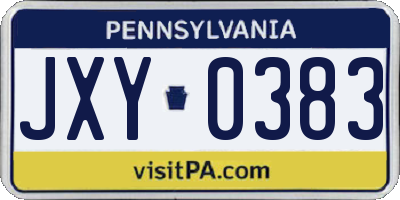 PA license plate JXY0383