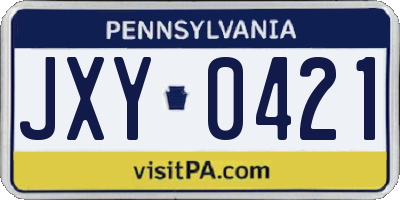 PA license plate JXY0421
