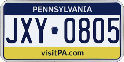PA license plate JXY0805
