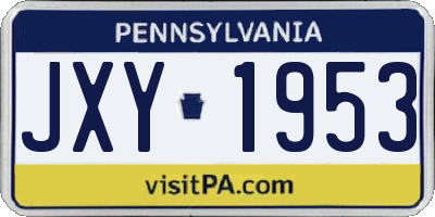 PA license plate JXY1953