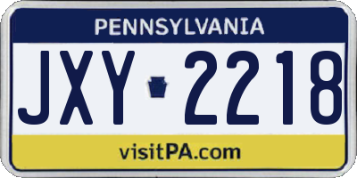 PA license plate JXY2218