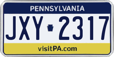 PA license plate JXY2317