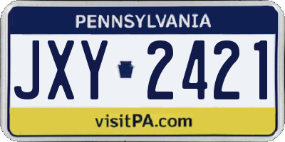 PA license plate JXY2421