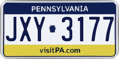 PA license plate JXY3177