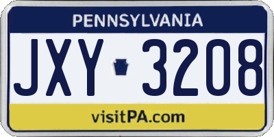PA license plate JXY3208