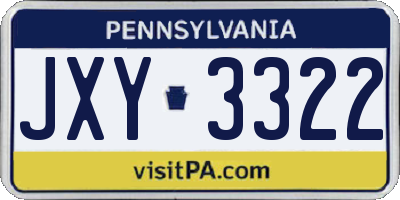 PA license plate JXY3322