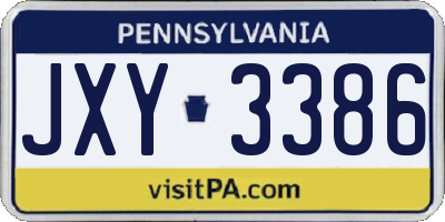 PA license plate JXY3386