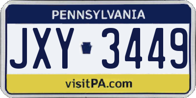 PA license plate JXY3449