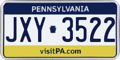 PA license plate JXY3522