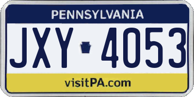 PA license plate JXY4053