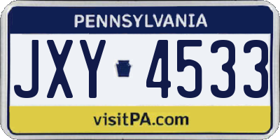 PA license plate JXY4533