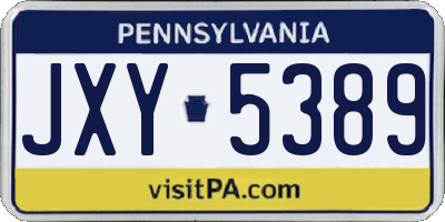 PA license plate JXY5389
