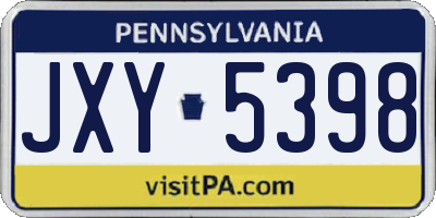 PA license plate JXY5398