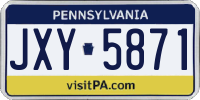 PA license plate JXY5871