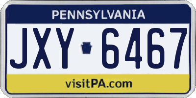 PA license plate JXY6467