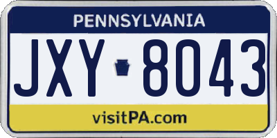 PA license plate JXY8043