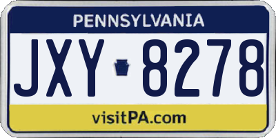 PA license plate JXY8278