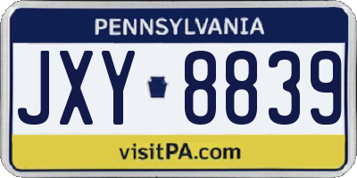 PA license plate JXY8839