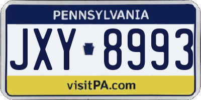 PA license plate JXY8993
