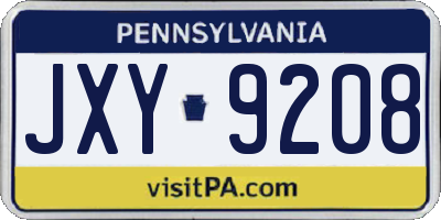 PA license plate JXY9208