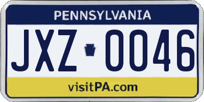 PA license plate JXZ0046