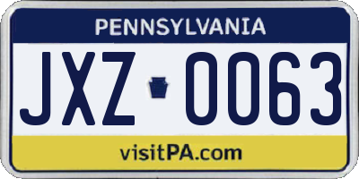 PA license plate JXZ0063