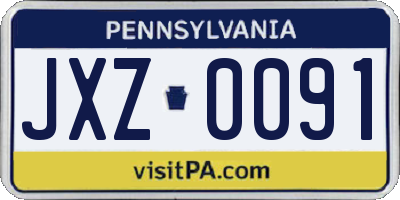 PA license plate JXZ0091