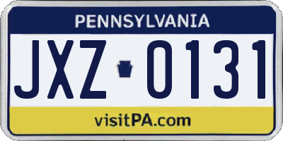 PA license plate JXZ0131