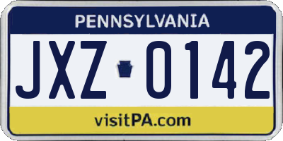 PA license plate JXZ0142