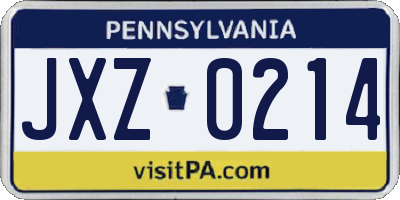 PA license plate JXZ0214