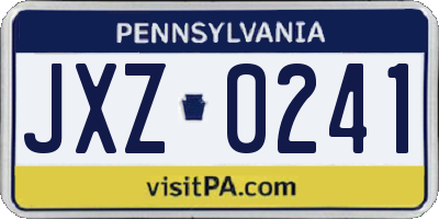PA license plate JXZ0241