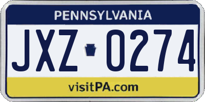 PA license plate JXZ0274