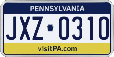 PA license plate JXZ0310