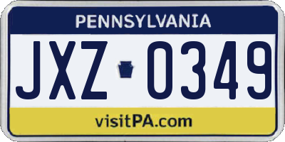 PA license plate JXZ0349