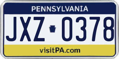 PA license plate JXZ0378