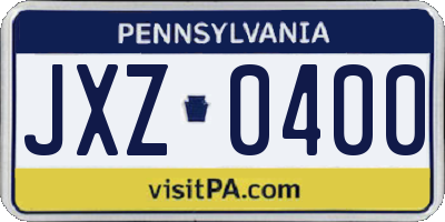 PA license plate JXZ0400