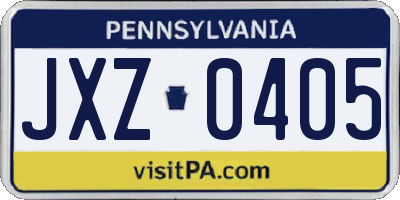 PA license plate JXZ0405