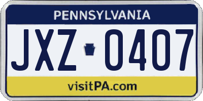 PA license plate JXZ0407