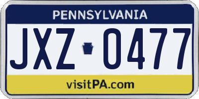 PA license plate JXZ0477