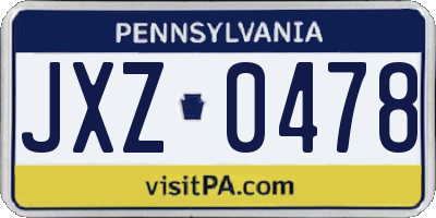 PA license plate JXZ0478