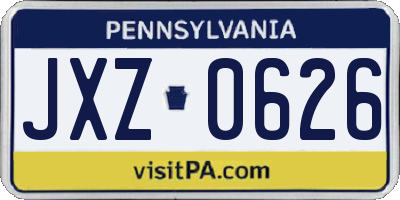 PA license plate JXZ0626