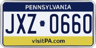 PA license plate JXZ0660