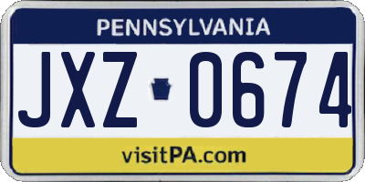PA license plate JXZ0674