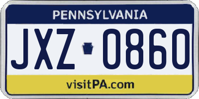 PA license plate JXZ0860